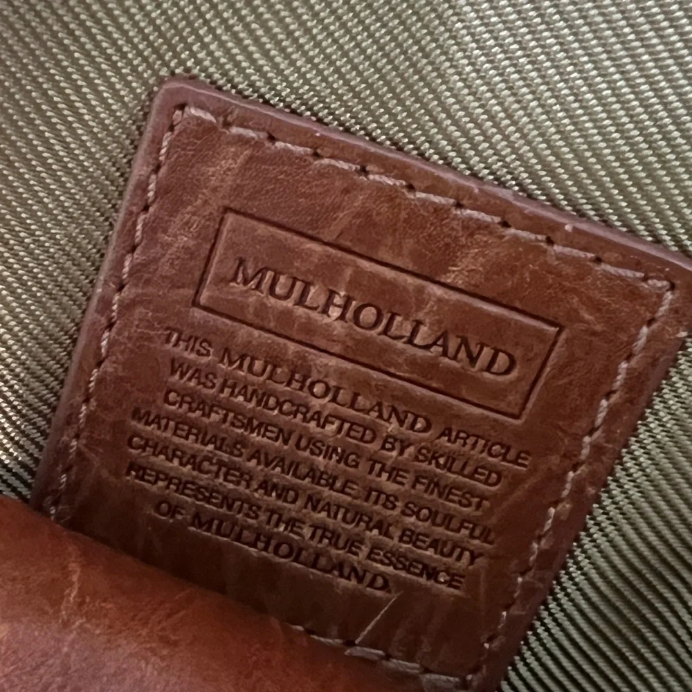 Mulholland Cotton Canvas Leather Made in England Classic Briefcase Striped